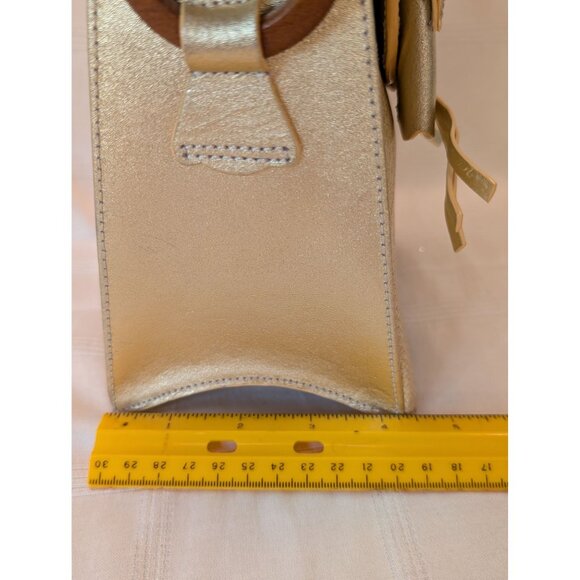 Cat Theme Gold Shoulder Bag W/ Whisker & Tail Detail Faux Leather Purse Unique - Picture 9 of 13